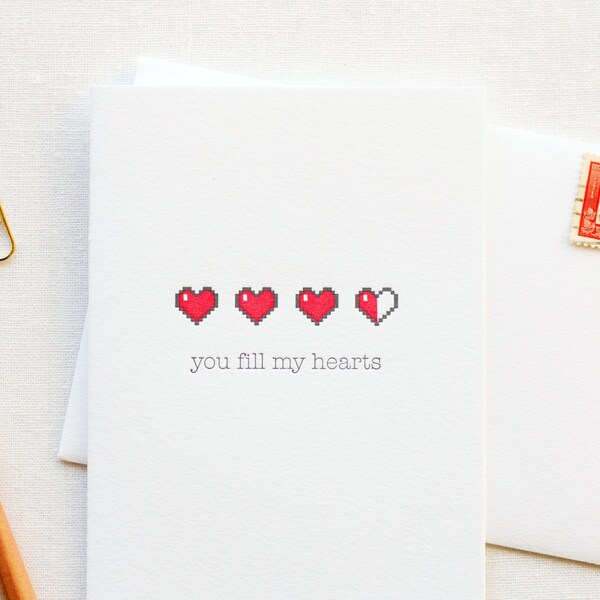 Fill My Hearts Letterpress Love Card