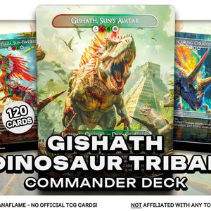 Gishath Dinosaur Tribal - 120 cartes proxy - Deck Commander EDH - Cartes modifiées de haute qualité - Deck complet de flamme de mana