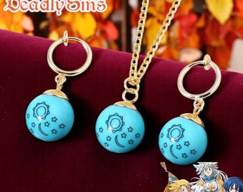 Anime The Seven Sins Earrings x Necklace | Elizabeth Liones Cosplay Jewelry | Retractable Earrings for Fans Limited | Unique Gift Idea