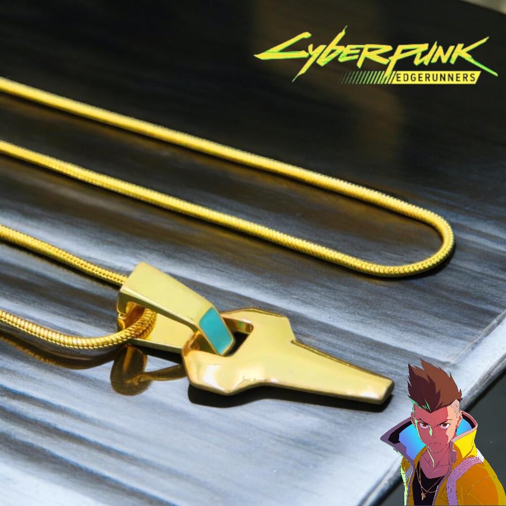 David Martinez Cosplay Necklace | Anime Cyberpnk Edgerunnrs | Double Layered Gold Chain with Cross Pendant | Unisex Jewelry Gift