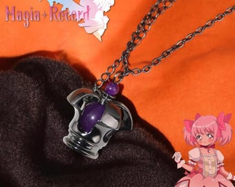 Kaname Madoka Soul Gem Necklace | Anime Puella Magi Madoka Magica Choker | Purple Crystal Pendant Jewelry | Cosplay Accessories Gift