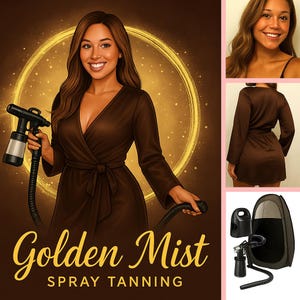 Logo For Airbrush Tanning Studio, Logo With Airbrush Gun, Spray Tan Logo, Tanning Artist, Cartoon Portrait, Beauty Salon Logo, Business Logo