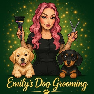 Custom Pet Groomer Logo, Cartoon Pet Logo, Personalized Dog Portrait, Cat Portrait, Digital Pet Art, Pet Grooming Branding, Pet Gifts, Gifts
