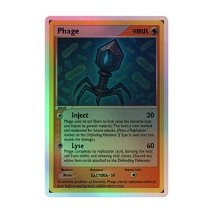 Humor científico Cartão de Pokémon Phage - Ciência Doutorado Pós-doutorado Pós-graduação Biologia Virologia Microbiologia