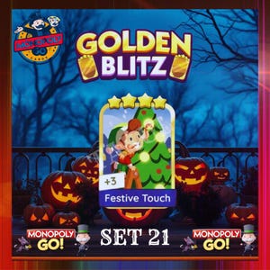 Festive Touch - Monopoly GO Golden Blitz - 4 Stars Sticker (Set 21) Fast Work
