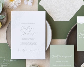 Elegant Topography Mountain Wedding Invitation