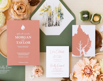 SAMPLE Wedding Invitation Suite for Nature-Inspired, Colorado Mountain Weddings