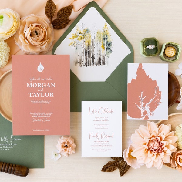 SAMPLE Wedding Invitation Suite for Nature-Inspired, Colorado Mountain Weddings