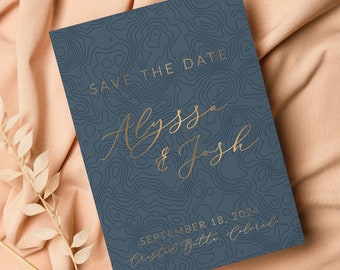 Modern Topography Save the Date Perfect for Mountain Weddings