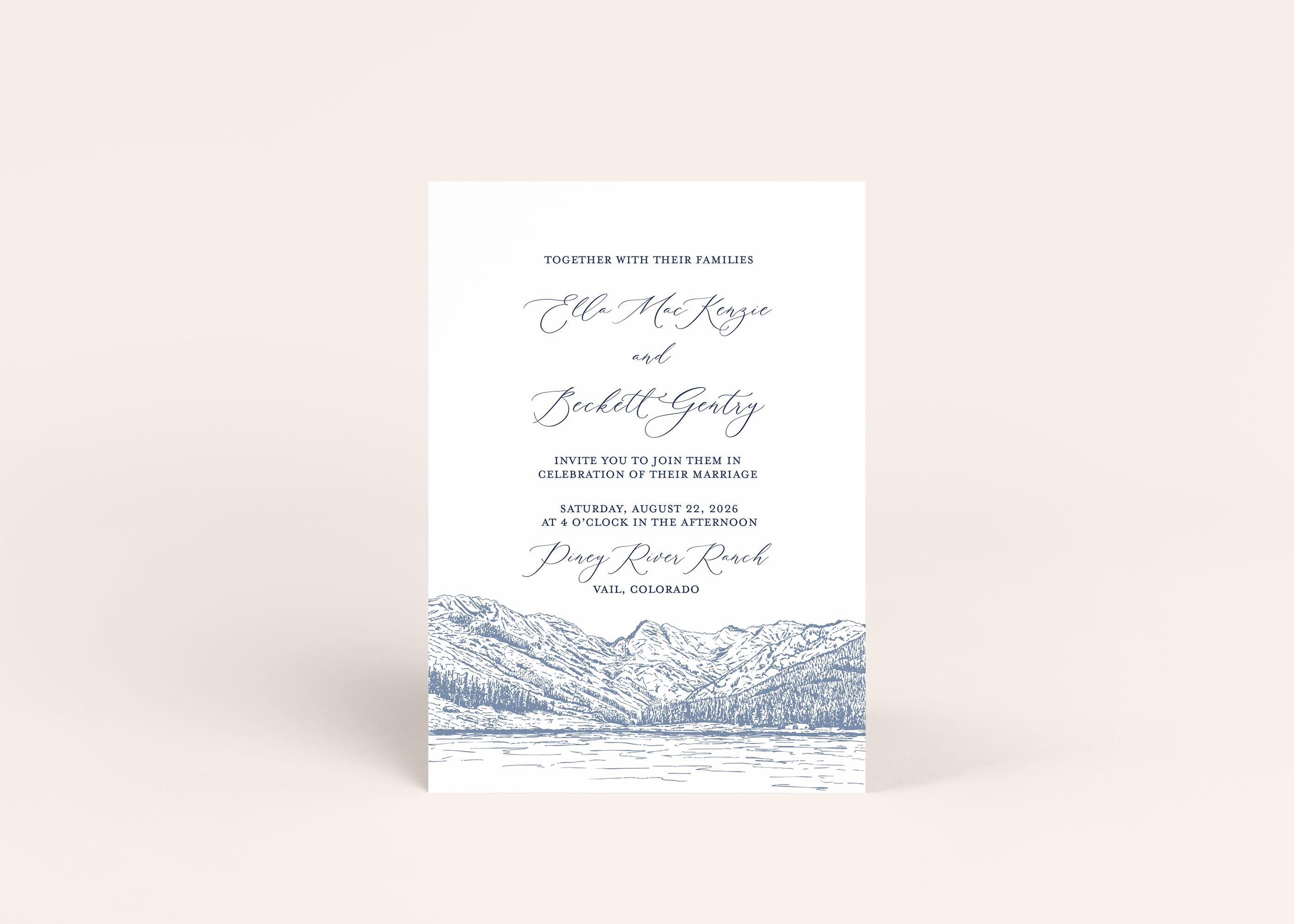 Vail Colorado Wedding Invitation with Piney River Ranch