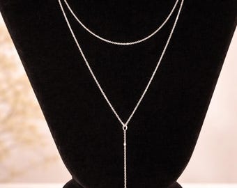 Trend Minimalist Y Kolye, Gümüş Lariat Kolye, Zarif Katmanlı Kolye, Kadınlar İçin Hediye