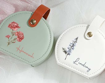 Personalisierte Name Schmuckschatulle für Brautjungfern, personalisierte Reise Schmuckschatulle, Geburtsmonat Blumen Schmuckschatulle, Brautjungferngeschenke
