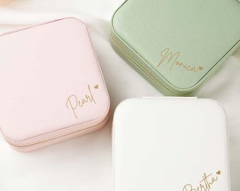 Personalized Name Jewelry Box,Jewelry Travel Case,Wedding Bridesmaid,Bridal Shower Party,Thank You Gift,Best Friend Gift