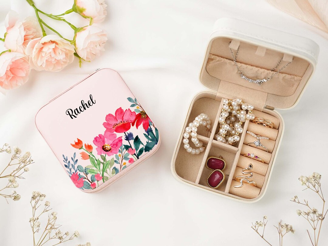 Personalized Leather Jewelry Travel Case With Name,gift for Bridesmaid ...