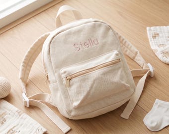 Embroidered Canvas Toddler Backpack, Personalized Baby Daycare Bag