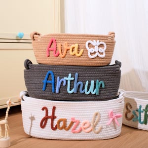 Personalized Handmade Name Basket |Rope Cotton Baby Gift Basket | Baby Gift Basket | Baby  Shower Gift | Baby Toy Basket | Baby Name Gift