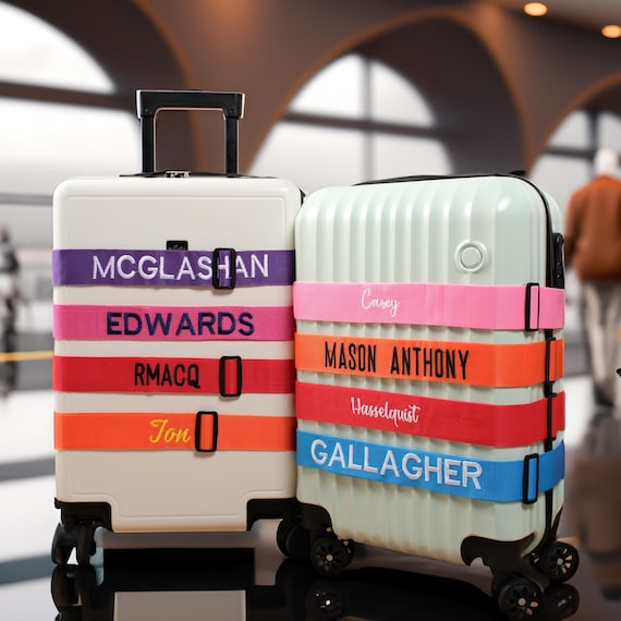 Embroidered Name Luggage Straps, Personalized Luggage Straps with Name, Custom Luggage Tag for Travel, Backpack Tag, Father's Day Gifts
