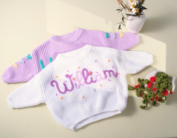Custom Baby Name Sweater, Baby Sweater with Name, Embroidered Toddler Sweatshirt,  Personalized Infant Jumper, Baby Gifts, Baby Shower Gift