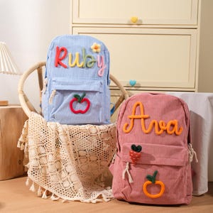 Sac à dos personnalisé en velours côtelé pour enfant avec nom | Cartable monogrammé pour enfant | Cartable pour enfant | Sac à dos pour maternelle | Rentrée scolaire