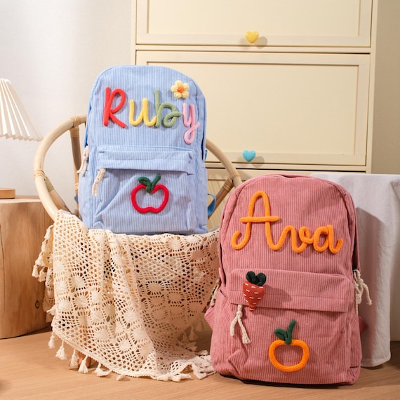 Custom Toddler Corduroy Backpack With Name | Monogrammed Children Book Bag | School Bag for Kids | Kindergarten Backpack | Back to school