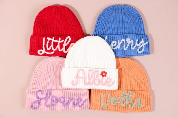 Custom Name Winter Hat for Children | Personalized Embroidered Beanie, Birthday Gift Idea