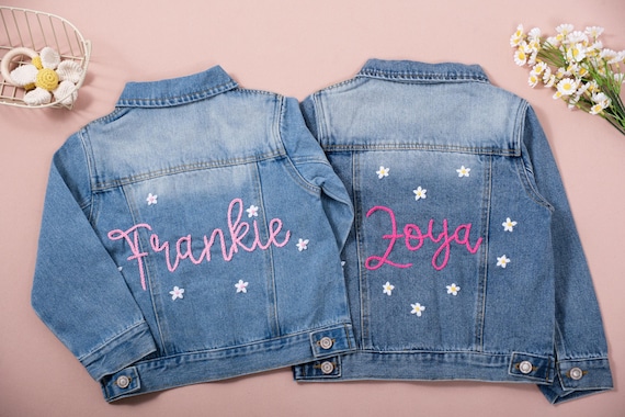 Personalized Kids Name Jean Jacket | Custom Girls Toddler Crochet Name Denim Jacket | Boys Jacket With Name | Birthday Gift For Kids