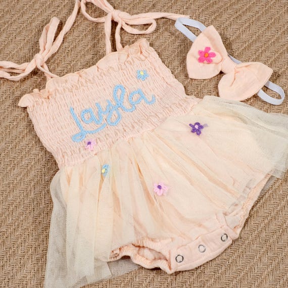 Baby Embroidered Tutu - Personalized 1st Birthday or Photoshoot Outfit