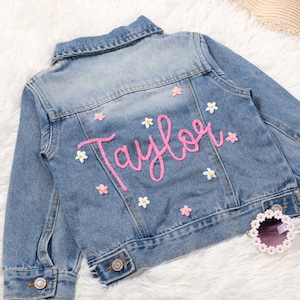 Chaqueta vaquera personalizada con nombre para niños, chaqueta personalizada con letras y nombre para niñas pequeñas, chaqueta para niños con nombre, regalo para recién nacidos, regalo de cumpleaños para niños