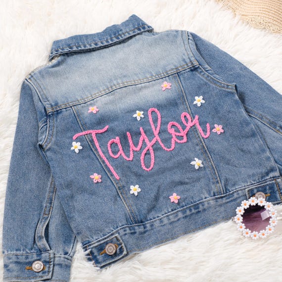 Personalized Kids Name Jean Jacket, Custom Girls Toddler Name Letter Jacket, Boys Jacket With Name, Newborn Gift, Birthday Gift For Kids