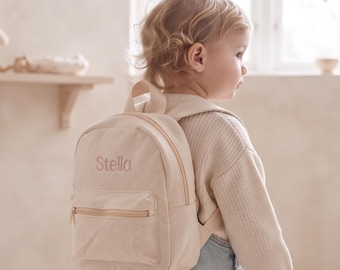 Personalized Canvas Mini Backpack for Toddler Boys & Girls | Custom Name Kids Fashion Backpack