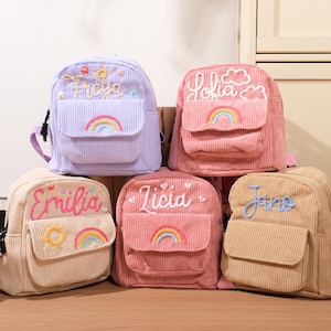 Mini sac à dos personnalisé brodé à la main avec nom pour enfant, sac à dos bébé personnalisé avec nom, sac préscolaire avec nom, cadeau d'anniversaire pour filles et garçons
