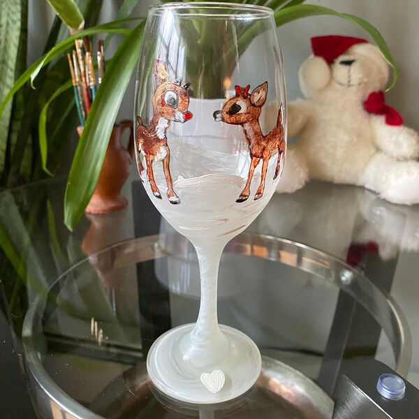 Hand Painted Christmas Wine Glasses Etsy
