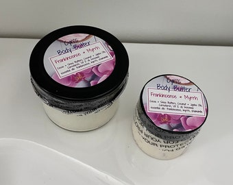 Frankincense & Myrrh Body Butter, Decadent Whipped Butter, Natural Skincare, Essential oils Power