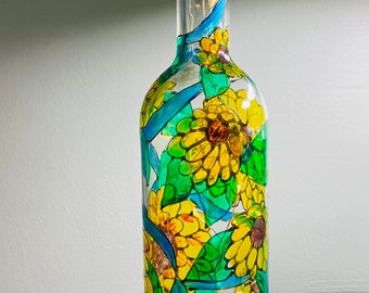 Sunflower Bottle, Fairy Light, LED Nightlight, Garden Decor