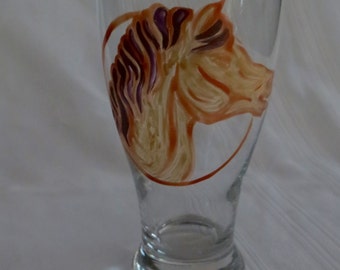 Horse pint Glass, Horse Beer Glass, Copper and Gold