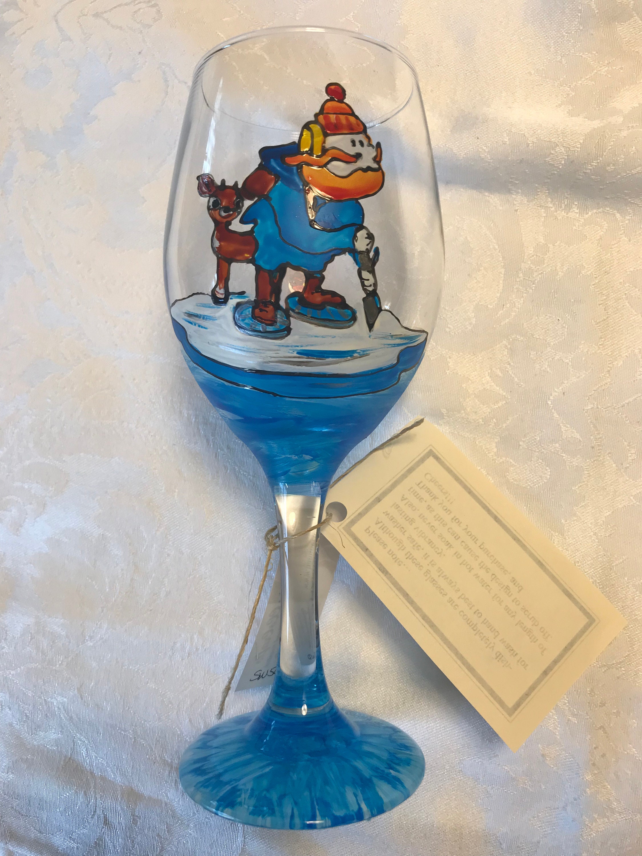 Wine Glass Yukon Cornelius Rudolph Wine Glass Holiday Gift Etsy
