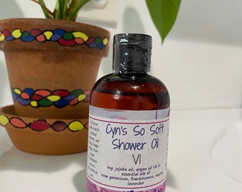 Cyn’s So Soft After Shower Body Oil, All Over Moisturizer, Rose Geranium Frankincense, Lavender and Mrryh