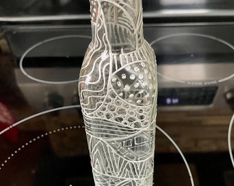 Zentangle Bottle, Oil Dispenser, Soap Dispenser, Oil and Vinegar, Foodie Gift, Glass Bottle