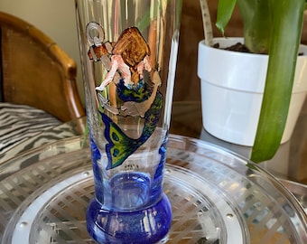 Mermaid Anchor Beer Glass: Hand-Painted Pilsner