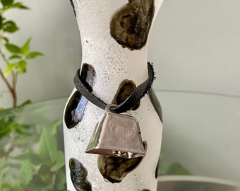 Bud Vase, Cowbell Vase, Country Decor, Glass Flower Vase, Rustic, Country, Farm Decor, Cowhide, Animal Print