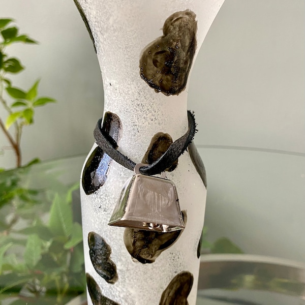 Bud Vase, Cowbell Vase, Country Decor, Glass Flower Vase, Rustic, Country, Farm Decor, Cowhide, Animal Print