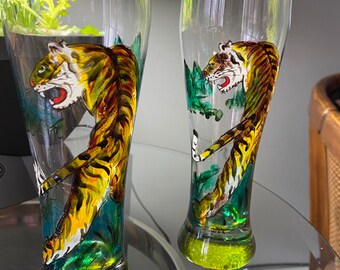 Beer Glass, Tiger Pilsner Glass, Year of the Tiger, Beer Glass, Tall Beer Glass, Gift