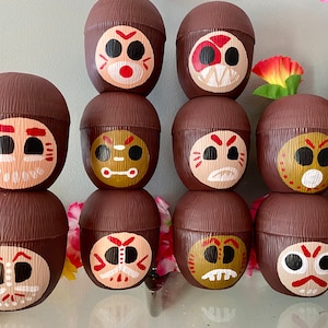 SET of 6 Kid Sized Moana Party Cups, Straws & Leis, Set Moana Coconut Cups, Kakamora Cups, Kids Party Cups, Kids Party Favors, Party Cup