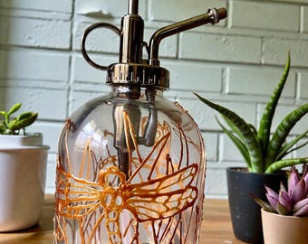 Plant Sprayer, Hand Painted Dragonfly Design, Spray Bottle, Gardening Spray, Houseplant Care, Gift