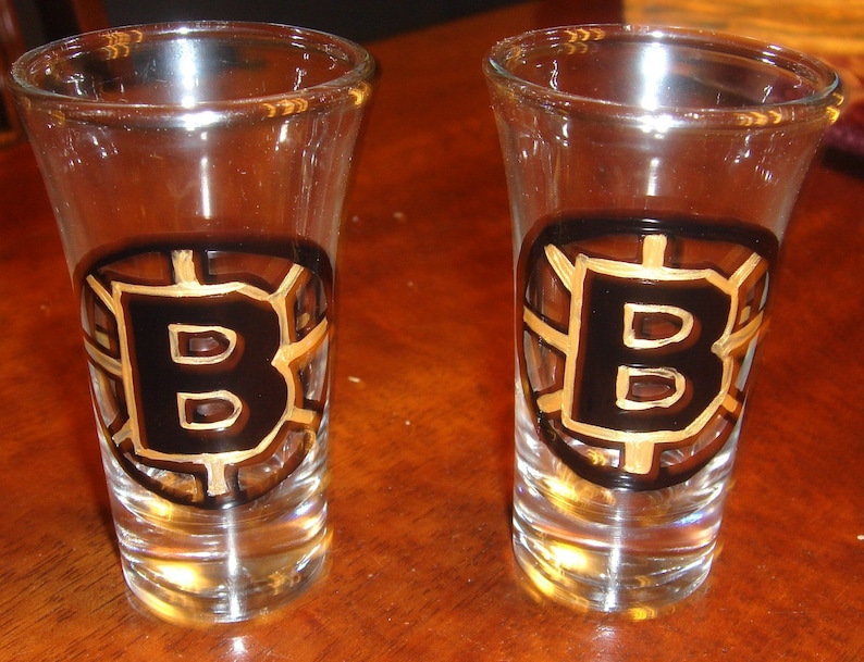 Boston Bruins Hockey Shot Glass Made to Order Hand Painted Etsy