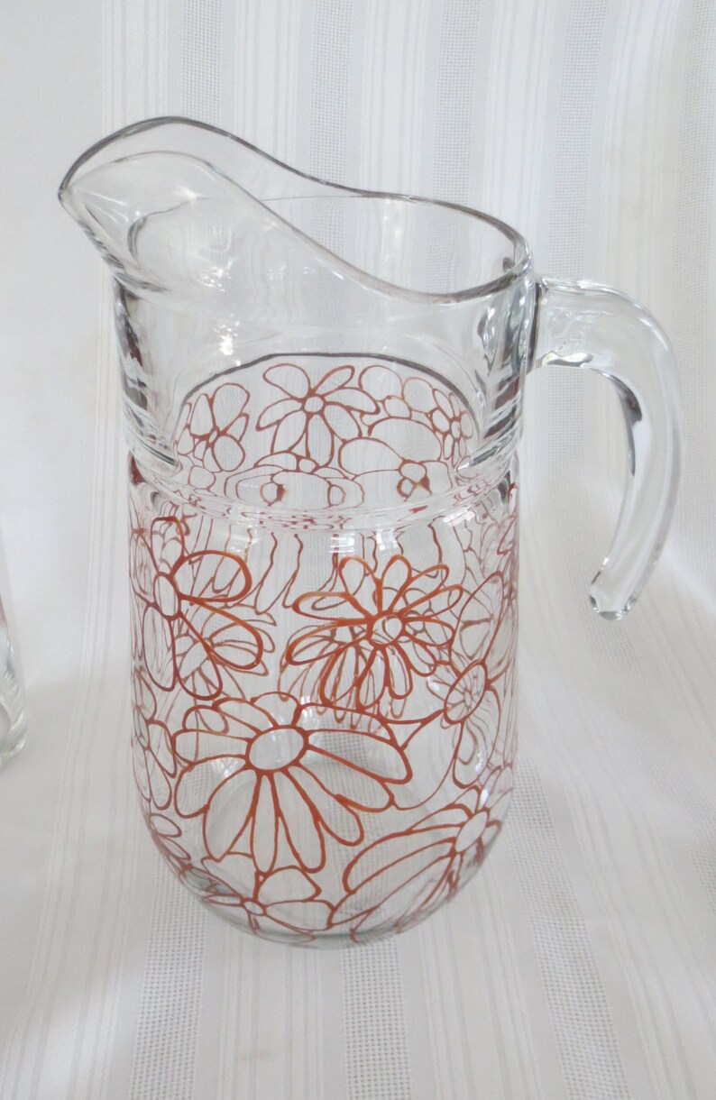 Sangria Lemonade Pitcher With Six Glasses Set Hand Painted Etsy