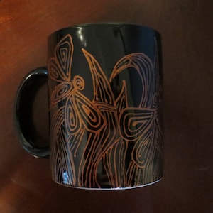Coffee Mug, Dragonflies Coffee Mug, Hand Painted Cattails