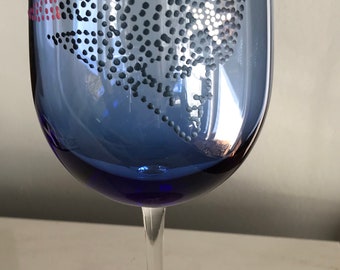 Hand Painted Patriots Wine Glass with Cork Coaster