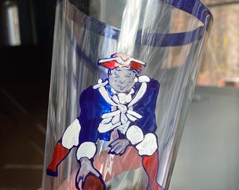 Patriots Beer Glass, Hand Painted, Retro Pats Design, Fan Gift