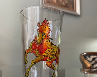 Horse Beer Glass, Beer Glass, Pint, Horse Glass, Bar Gift, Horseracing